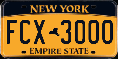 NY license plate FCX3000