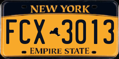 NY license plate FCX3013