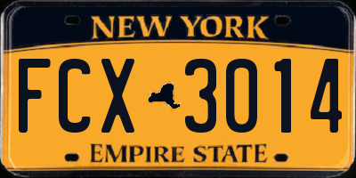 NY license plate FCX3014