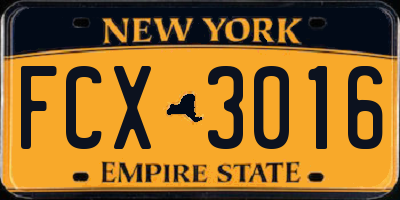 NY license plate FCX3016