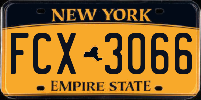 NY license plate FCX3066