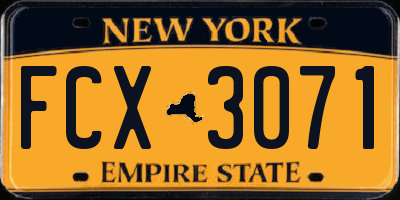 NY license plate FCX3071
