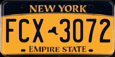 NY license plate FCX3072