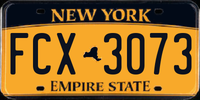 NY license plate FCX3073