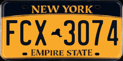 NY license plate FCX3074