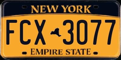 NY license plate FCX3077