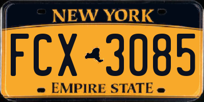 NY license plate FCX3085