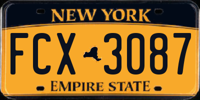 NY license plate FCX3087