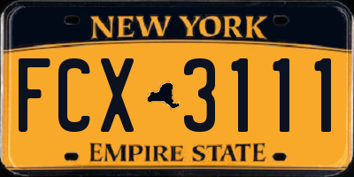 NY license plate FCX3111