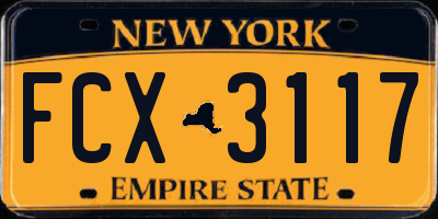NY license plate FCX3117