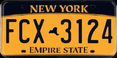 NY license plate FCX3124
