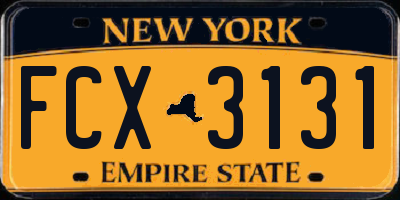 NY license plate FCX3131