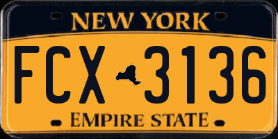 NY license plate FCX3136
