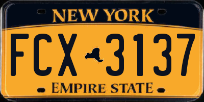 NY license plate FCX3137