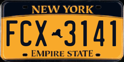NY license plate FCX3141