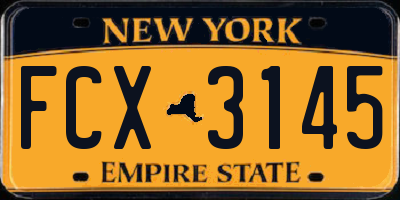 NY license plate FCX3145