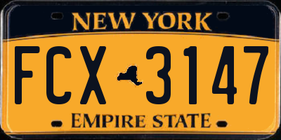 NY license plate FCX3147