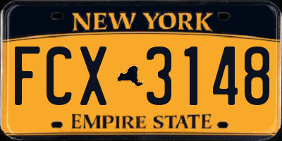 NY license plate FCX3148