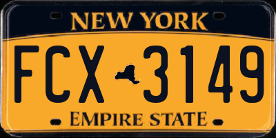 NY license plate FCX3149