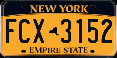 NY license plate FCX3152