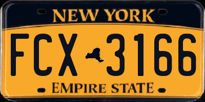 NY license plate FCX3166