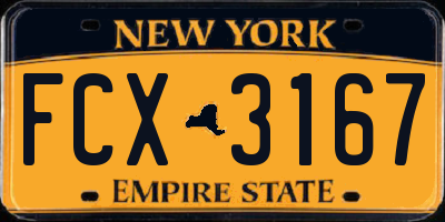 NY license plate FCX3167