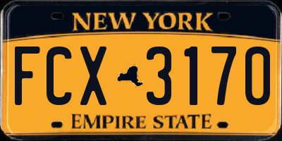NY license plate FCX3170