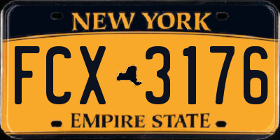 NY license plate FCX3176