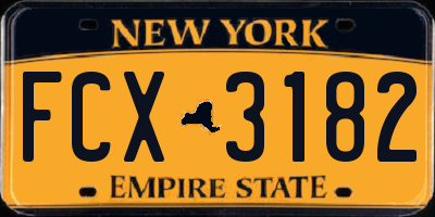 NY license plate FCX3182