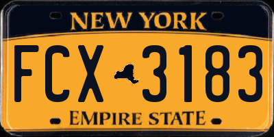 NY license plate FCX3183
