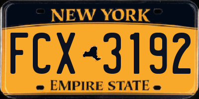 NY license plate FCX3192