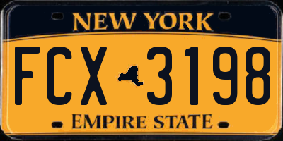 NY license plate FCX3198