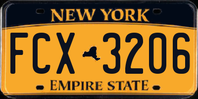 NY license plate FCX3206