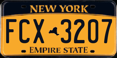 NY license plate FCX3207