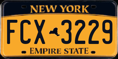 NY license plate FCX3229
