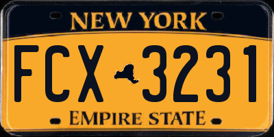 NY license plate FCX3231