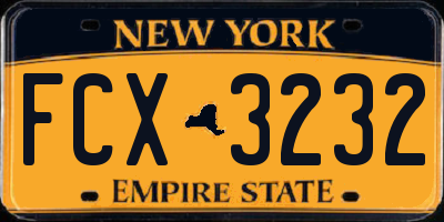 NY license plate FCX3232