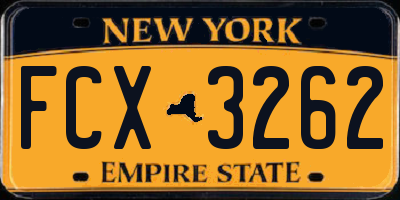 NY license plate FCX3262