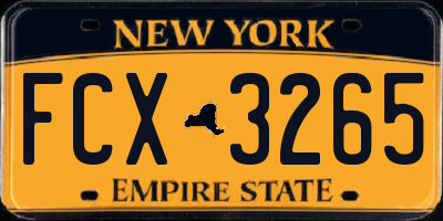 NY license plate FCX3265