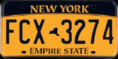 NY license plate FCX3274