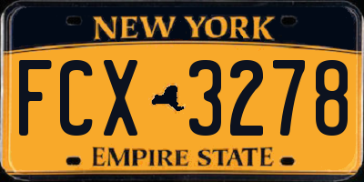 NY license plate FCX3278