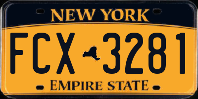 NY license plate FCX3281