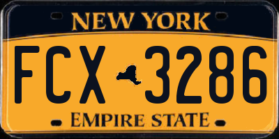 NY license plate FCX3286