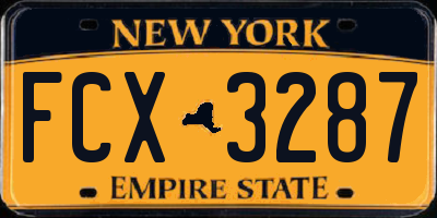 NY license plate FCX3287