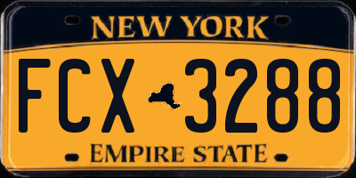 NY license plate FCX3288