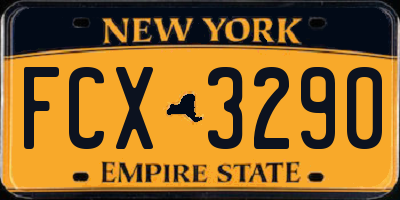 NY license plate FCX3290