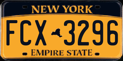 NY license plate FCX3296