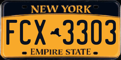 NY license plate FCX3303