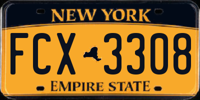 NY license plate FCX3308