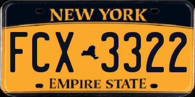 NY license plate FCX3322